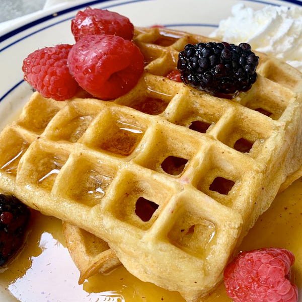 Bainbridge Island Eat Restaurants - Pegasus Coffee House Waffle Fruit Syrup