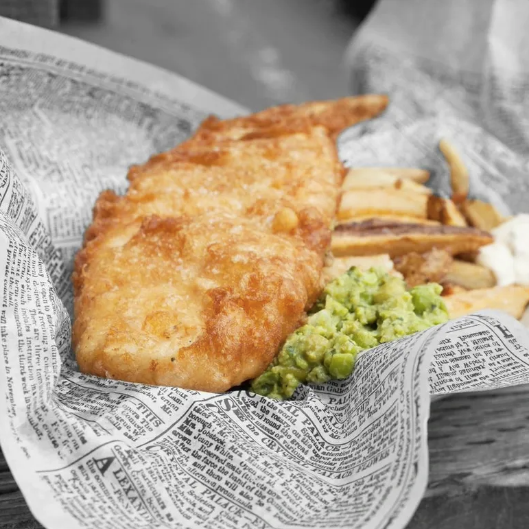 Bainbridge Island Eat Restaurants - Proper Fish Chips Mushy Peas